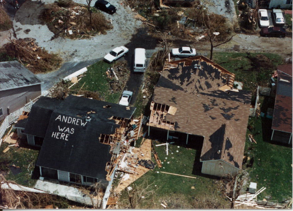 Damage from Hurricane Andrew (1992)